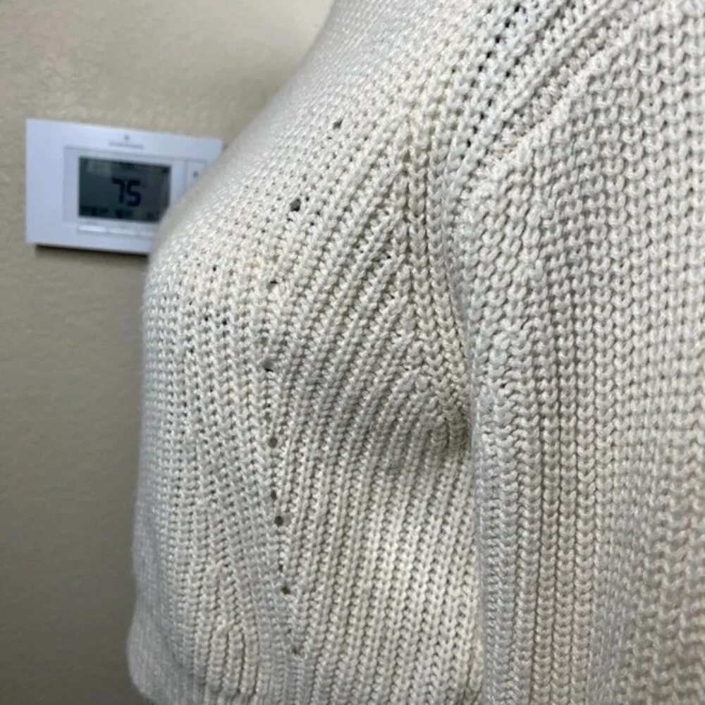 Kendall & Kylie cream sweater women crop knit long sleeve sweater size S - Picture 11 of 12